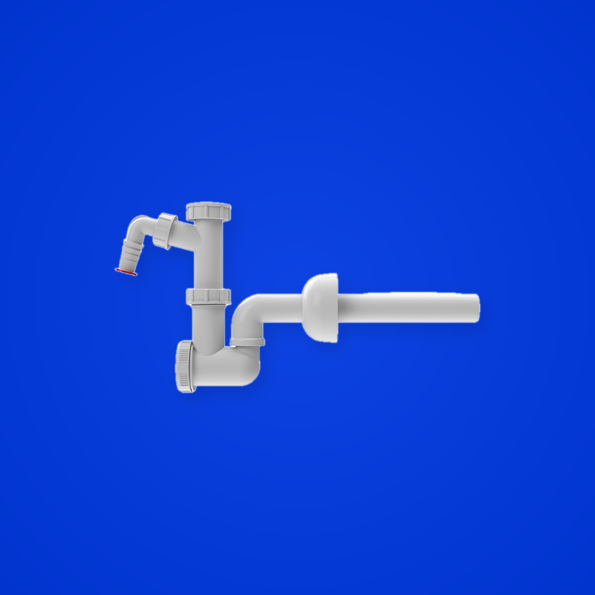 Waschtisch-Siphon DN32x5/4" mit Waschgeräte-Anschluss, Reinigungseinsatz und Rosette. Abgangsbogen drehbar (Hutterer & Lechner, Art.-Nr. HL133/30)